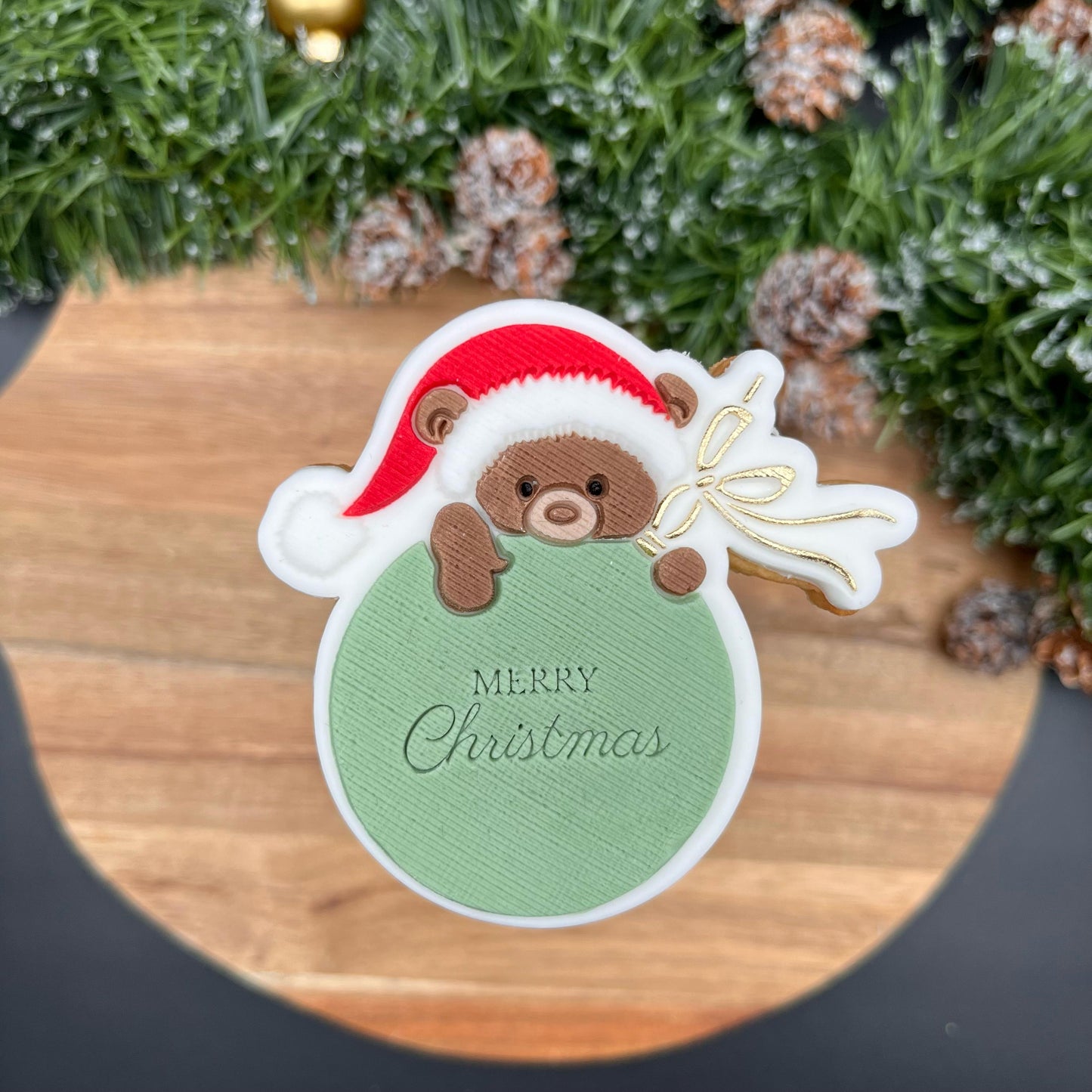 #033 - Christmas Bauble with Hanging Teddy Bear