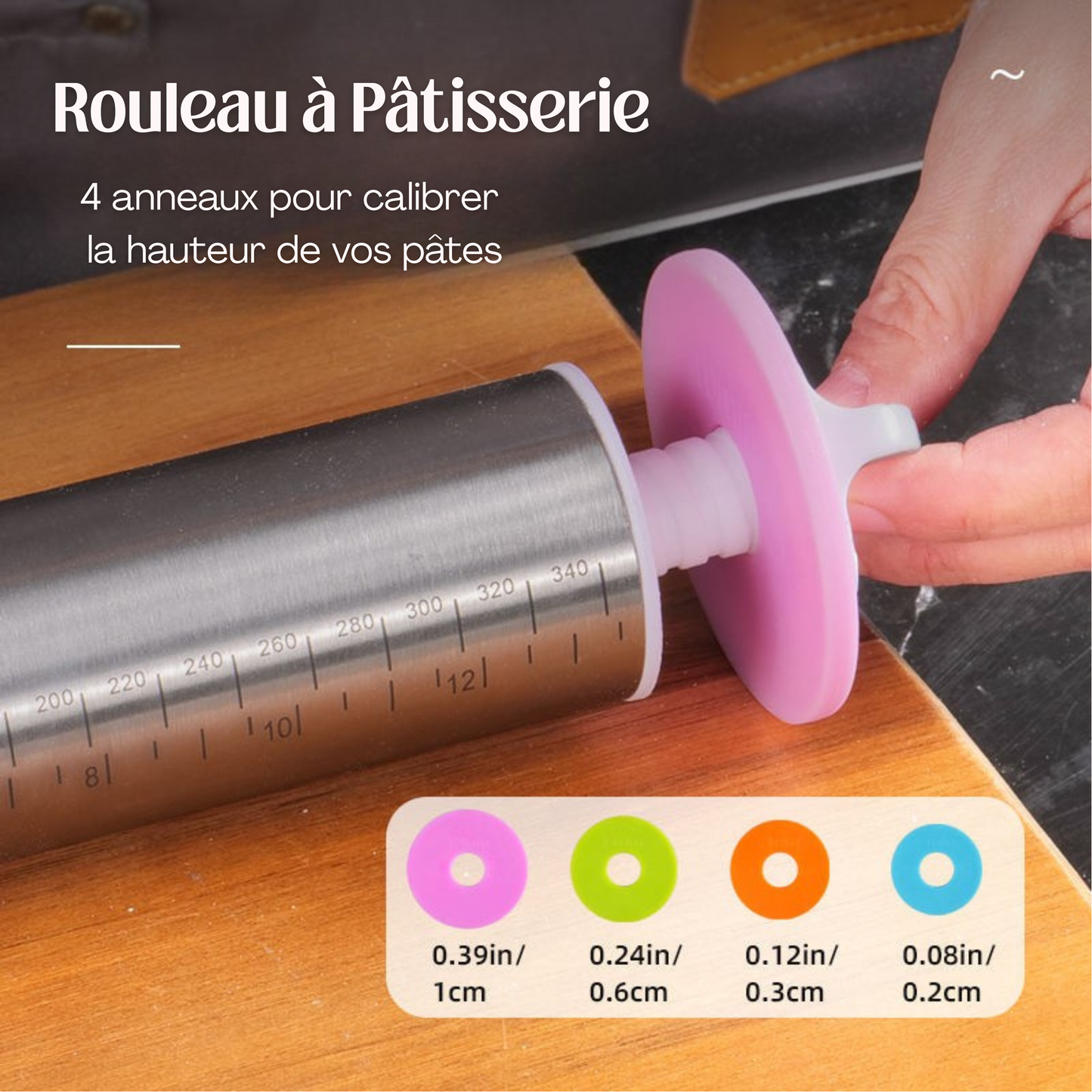 Rouleau à Pâtisserie en Inox 43cm